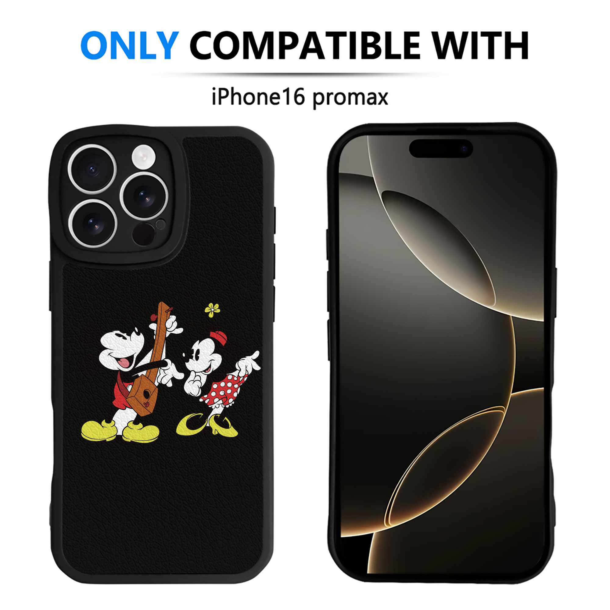 （画像用） ミッキーマウス Mickey Mouse 【iPhone 16シリーズ対応】シリコンスマホケース（レザー調） 材質：シリコン